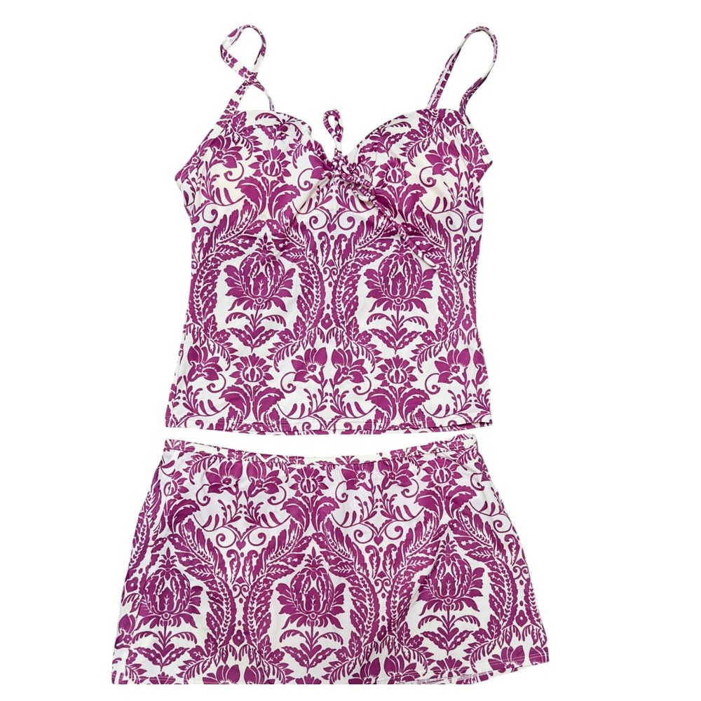 2 pc Victoria's Secret Size M 36B Tankini Set Purple Underwire Pad Y2K Skirt FAB